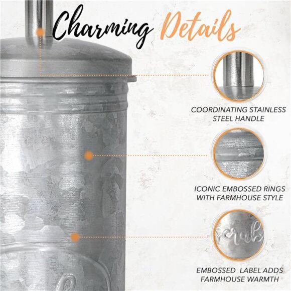 Rustic Toilet Bowl Brush & Holder,Farmhouse Bathroom Toilet Brush for Farmhouse - Picture 2 of 7